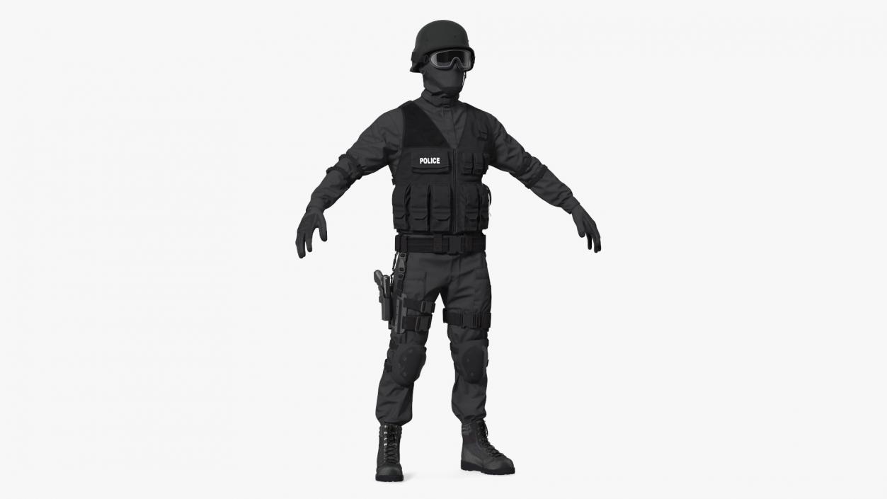 3D model SWAT Police Officer Tactical Gear 2