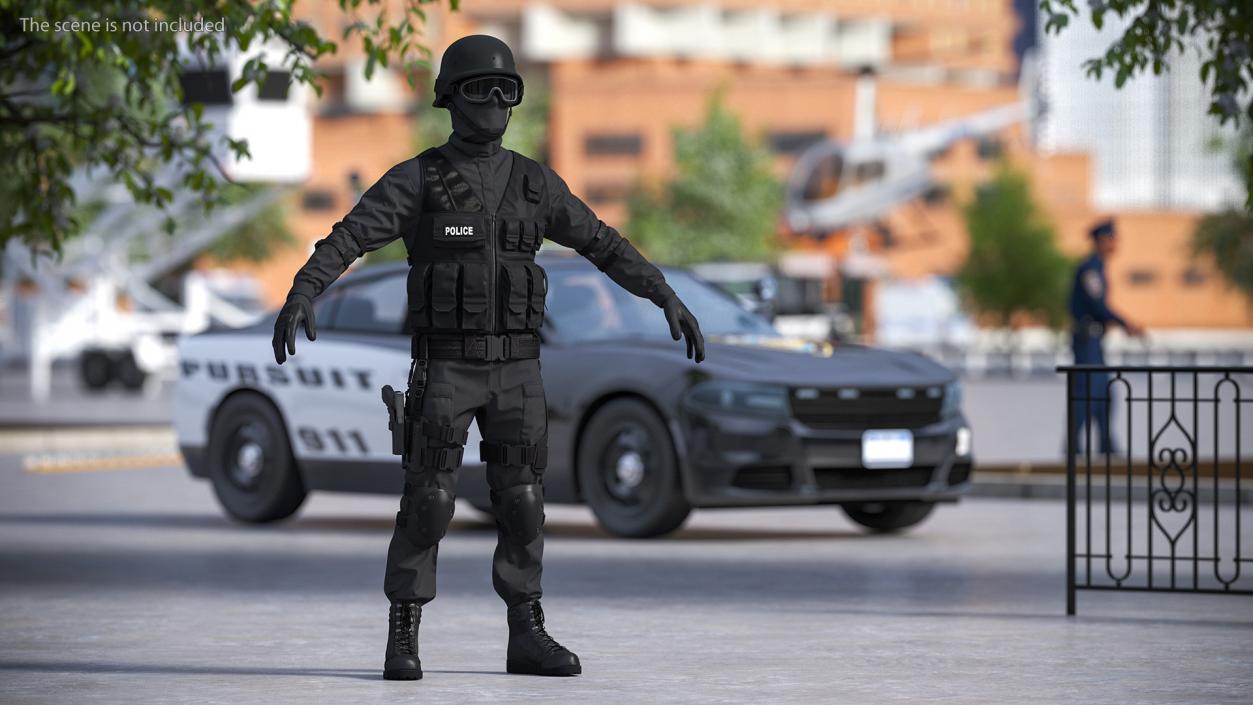 3D model SWAT Police Officer Tactical Gear 2