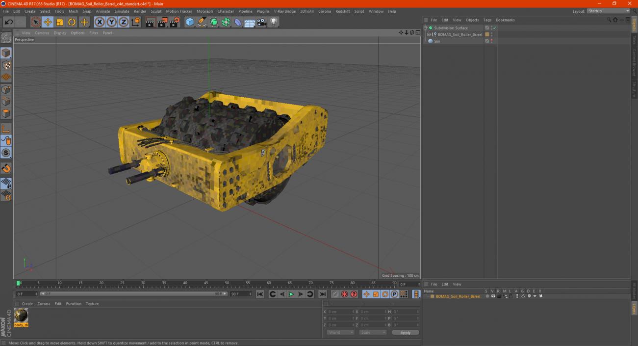 BOMAG Soil Roller Barrel 3D model