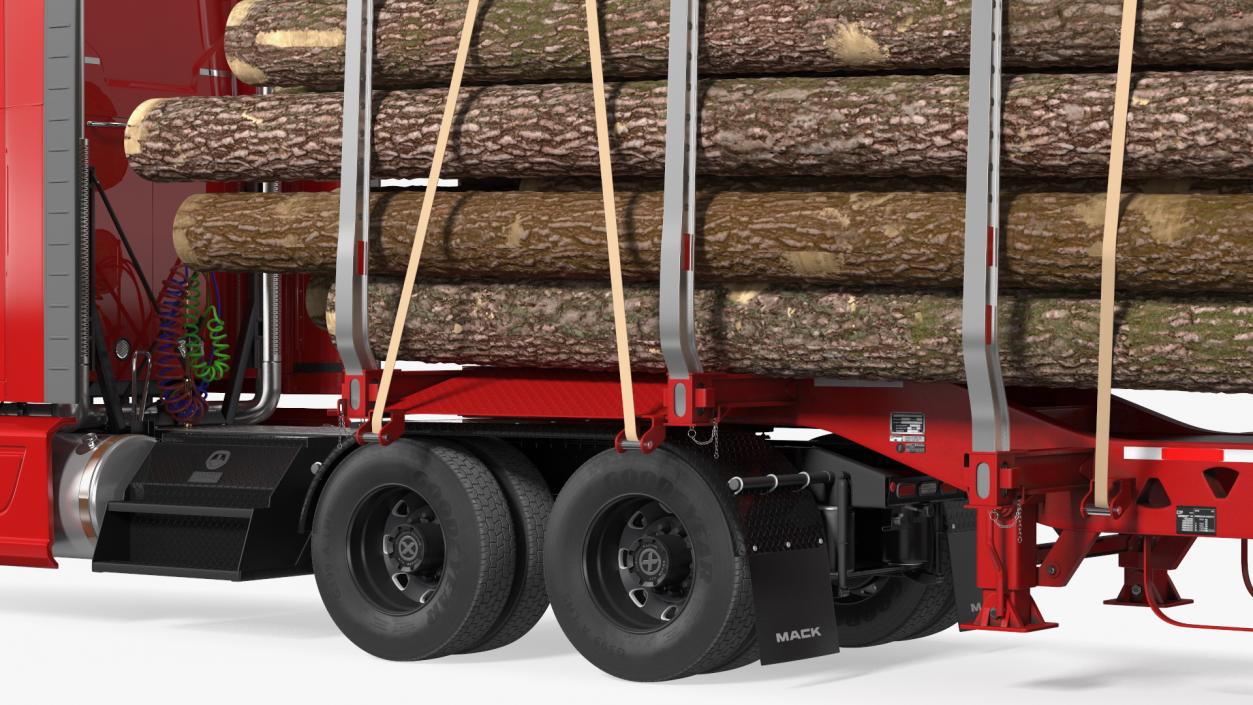 3D Mack Anthem Truck With Logging Trailer model