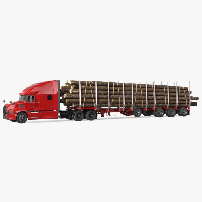 3D Mack Anthem Truck With Logging Trailer model