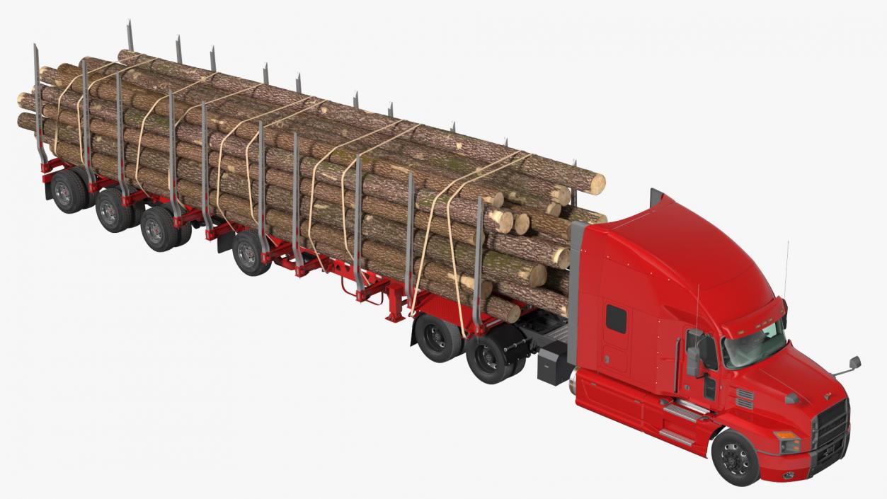 3D Mack Anthem Truck With Logging Trailer model