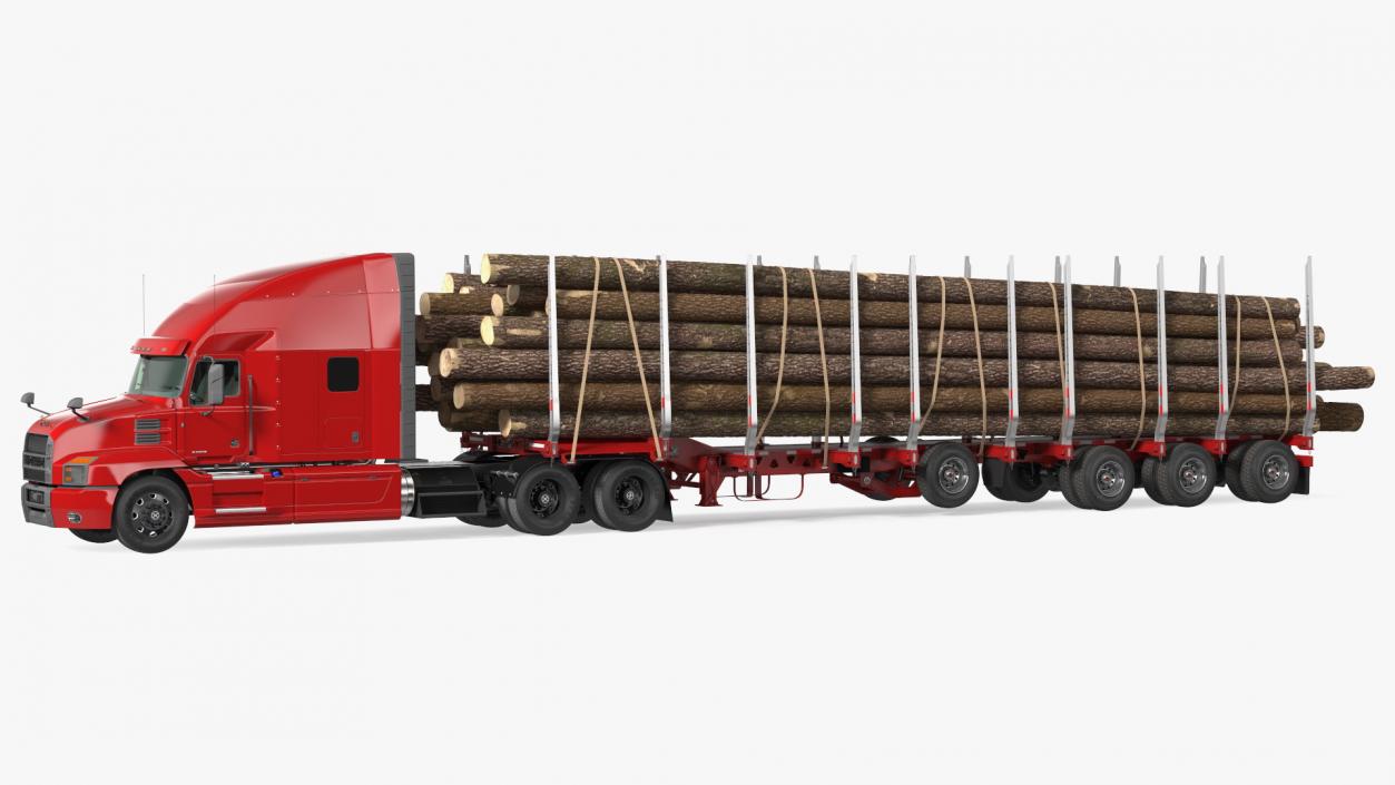 3D Mack Anthem Truck With Logging Trailer model