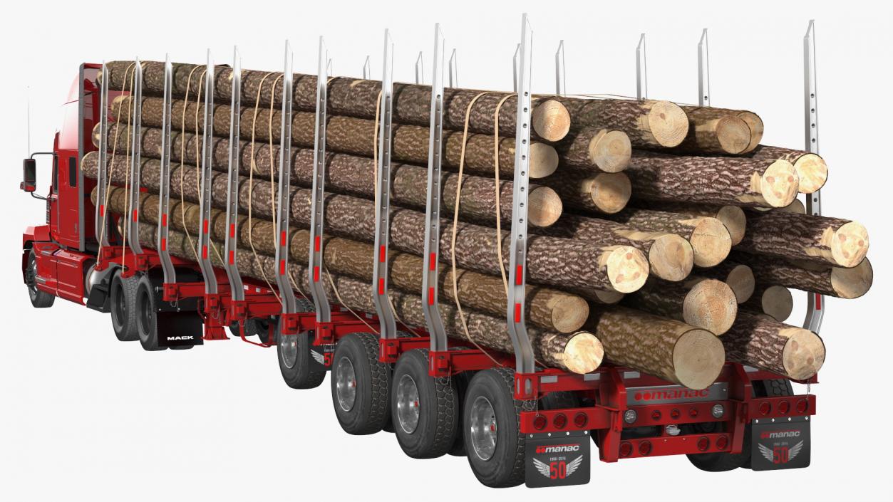 3D Mack Anthem Truck With Logging Trailer model