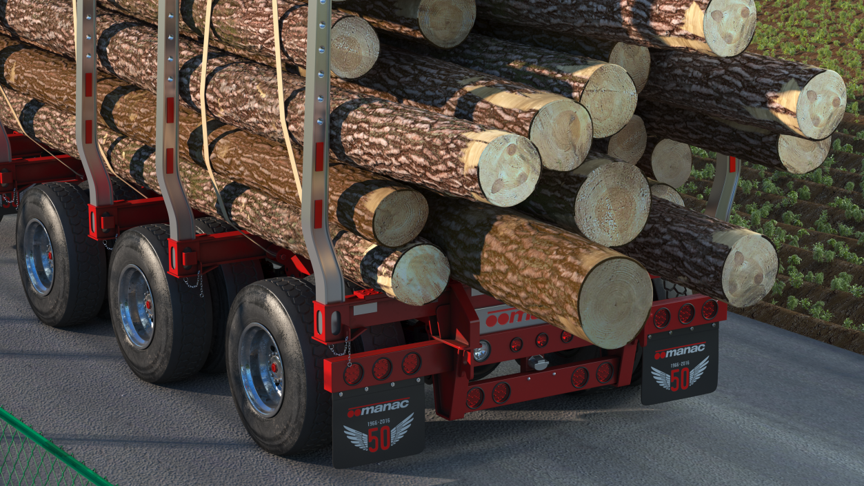 3D Mack Anthem Truck With Logging Trailer model