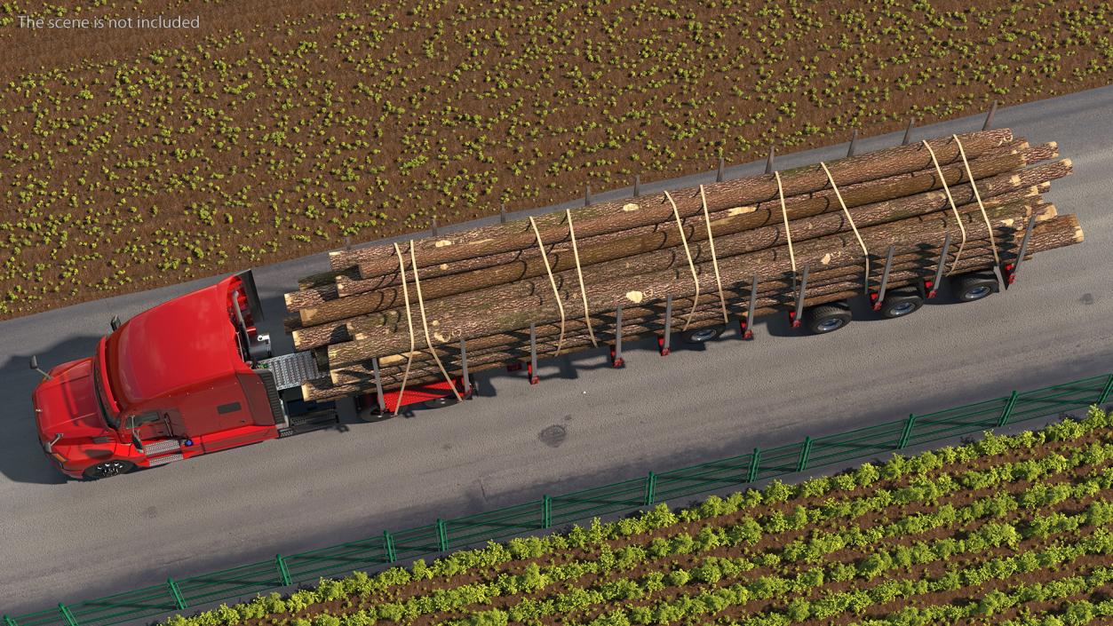 3D Mack Anthem Truck With Logging Trailer model