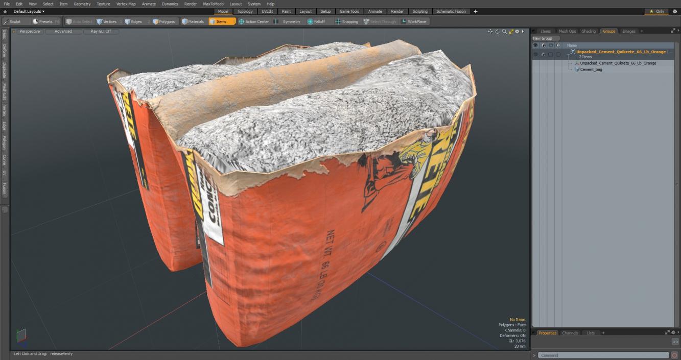 Unpacked Cement Quikrete 66 Lb Orange 3D