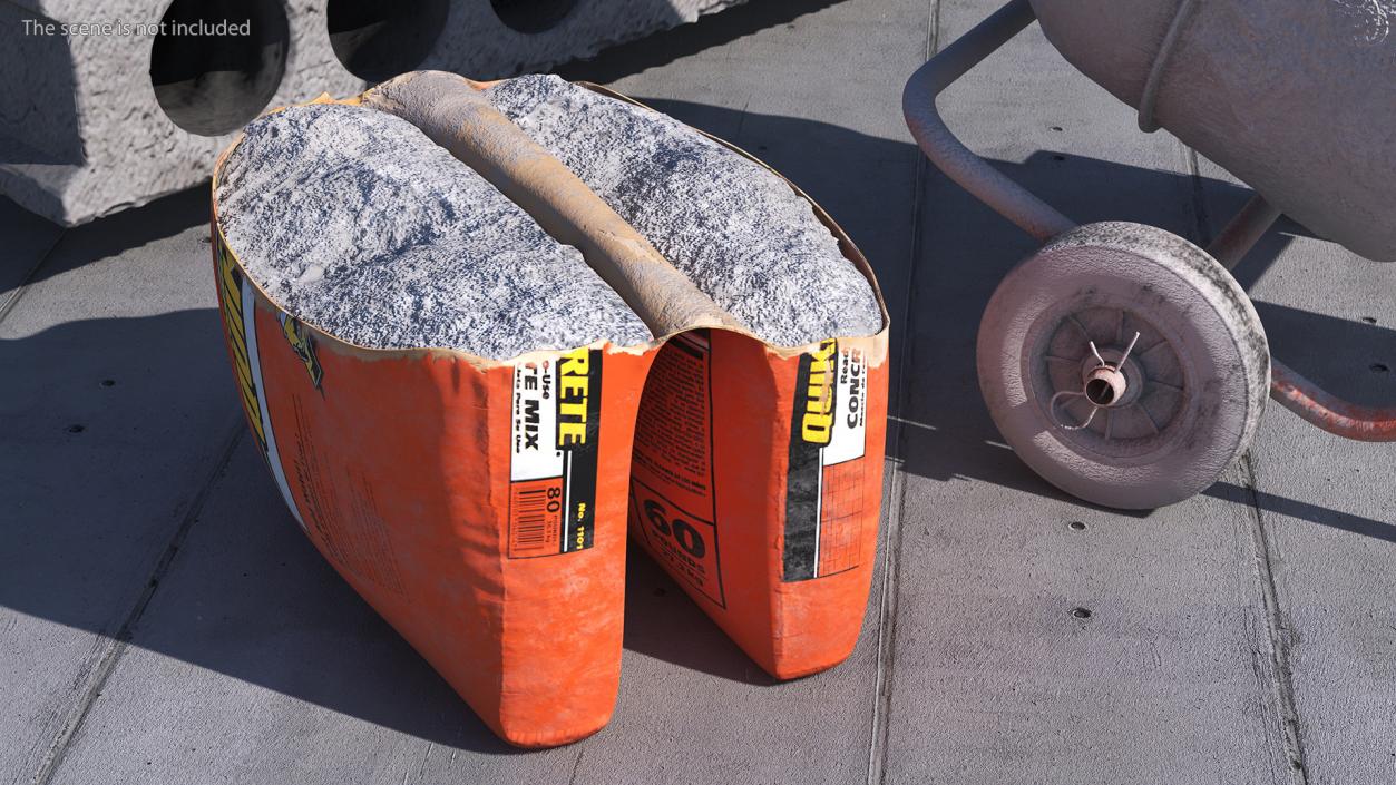 Unpacked Cement Quikrete 66 Lb Orange 3D