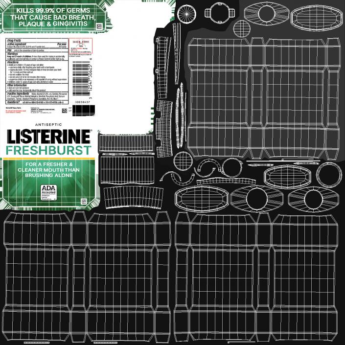 Listerine Freshburst Antiseptic Mouthwash 250ml 3D