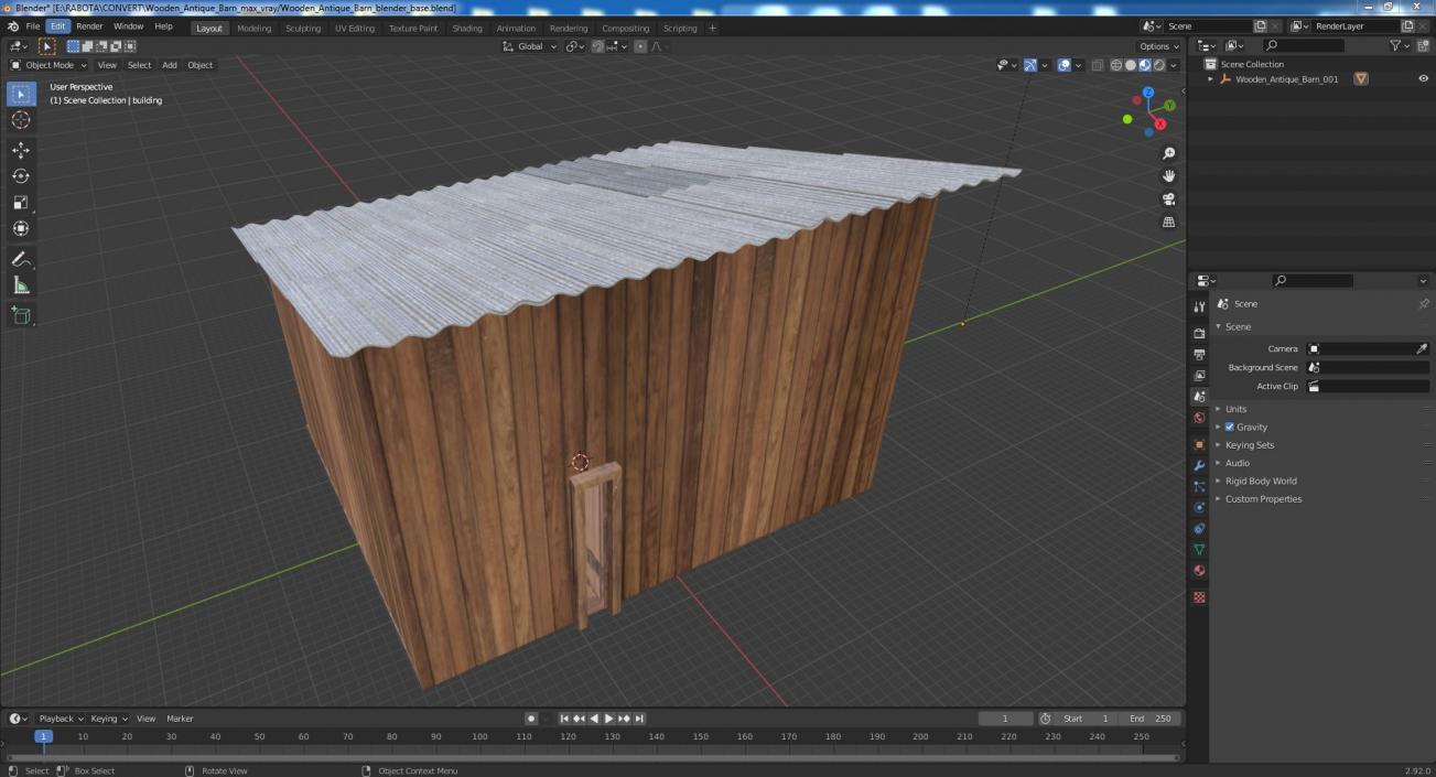 Wooden Antique Barn 3D model