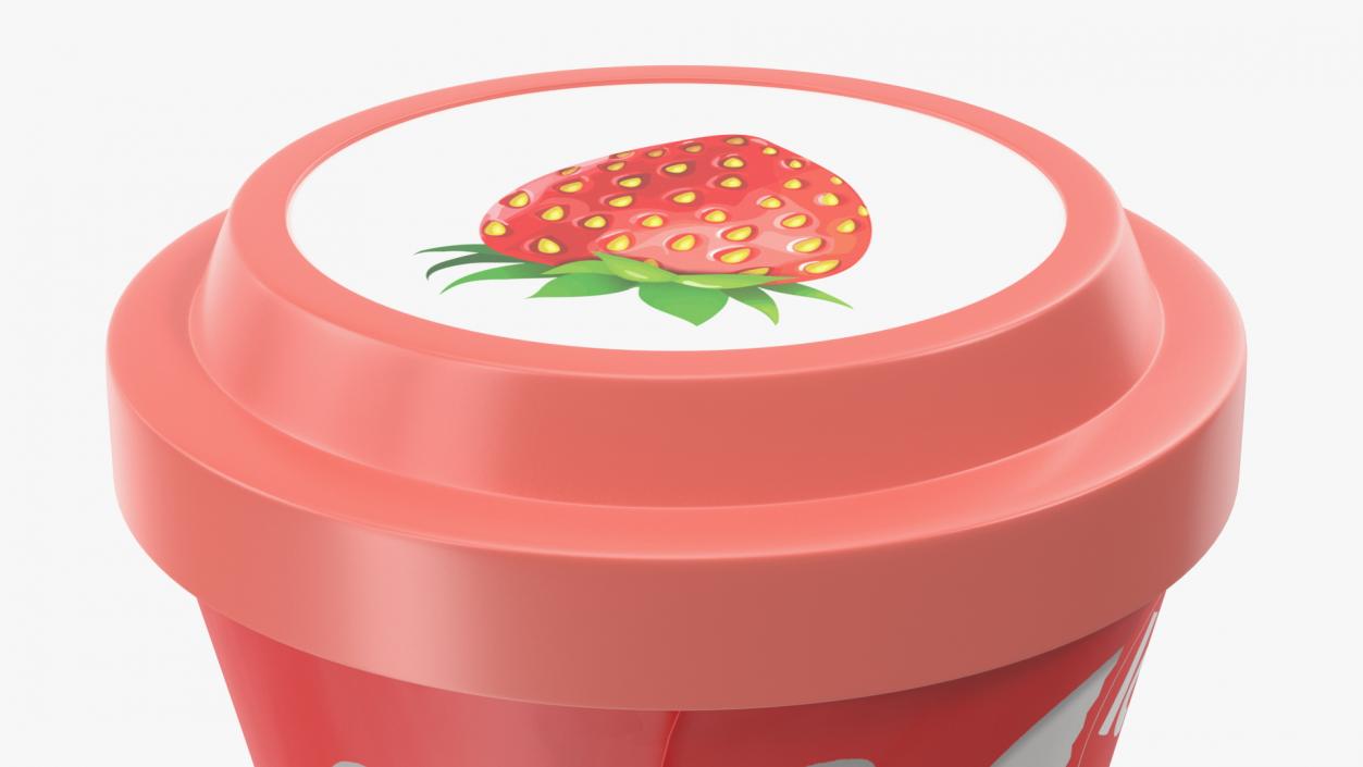 3D Cone Ice Cream with Cap Mockup Strawberry