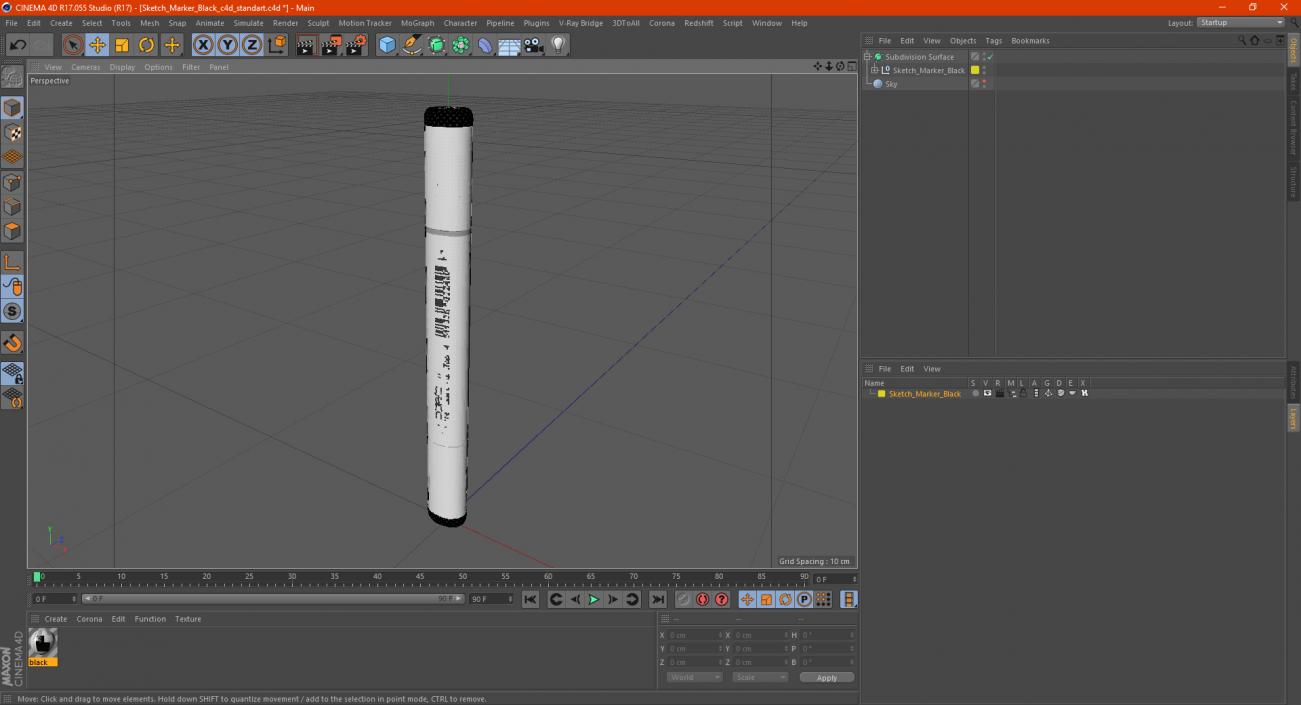 Sketch Marker Black 3D model