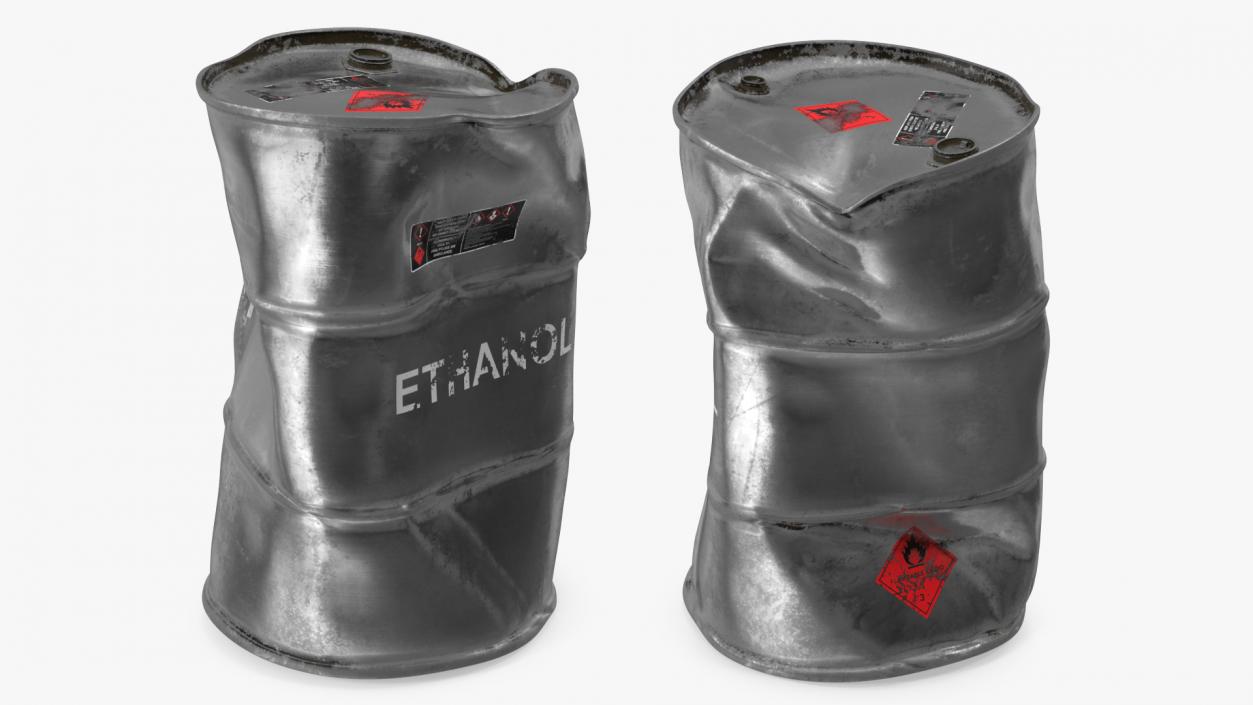 3D Damaged Ethanol Metal Barrel model