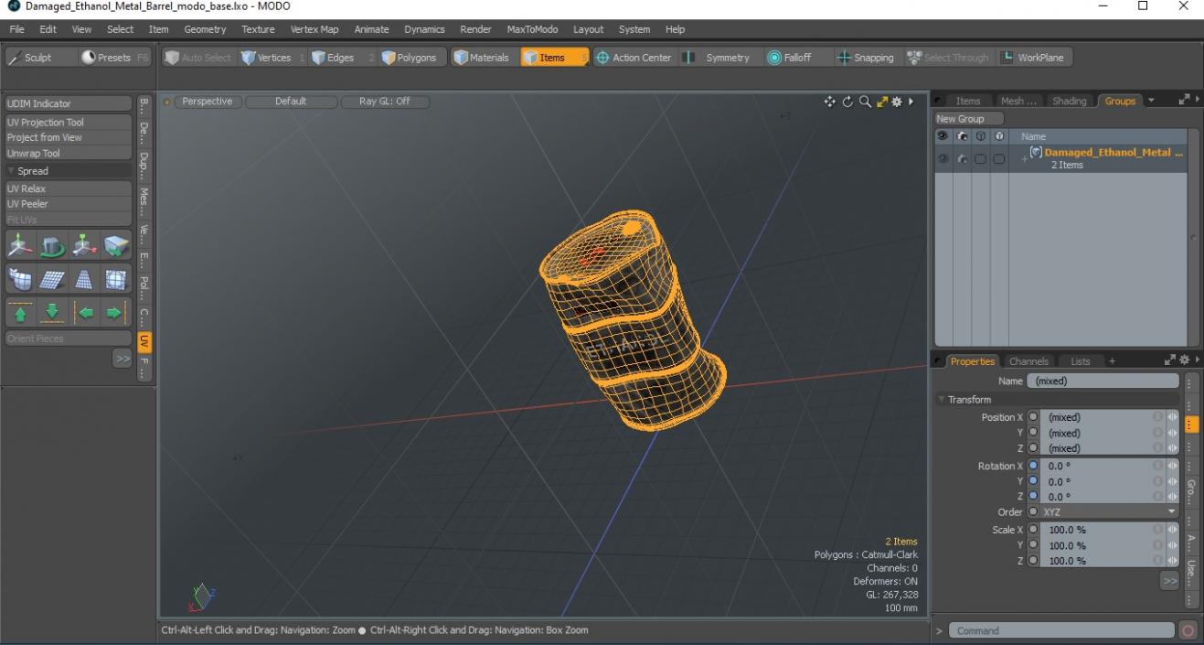 3D Damaged Ethanol Metal Barrel model