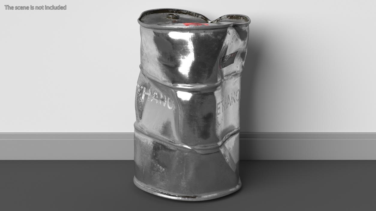 3D Damaged Ethanol Metal Barrel model