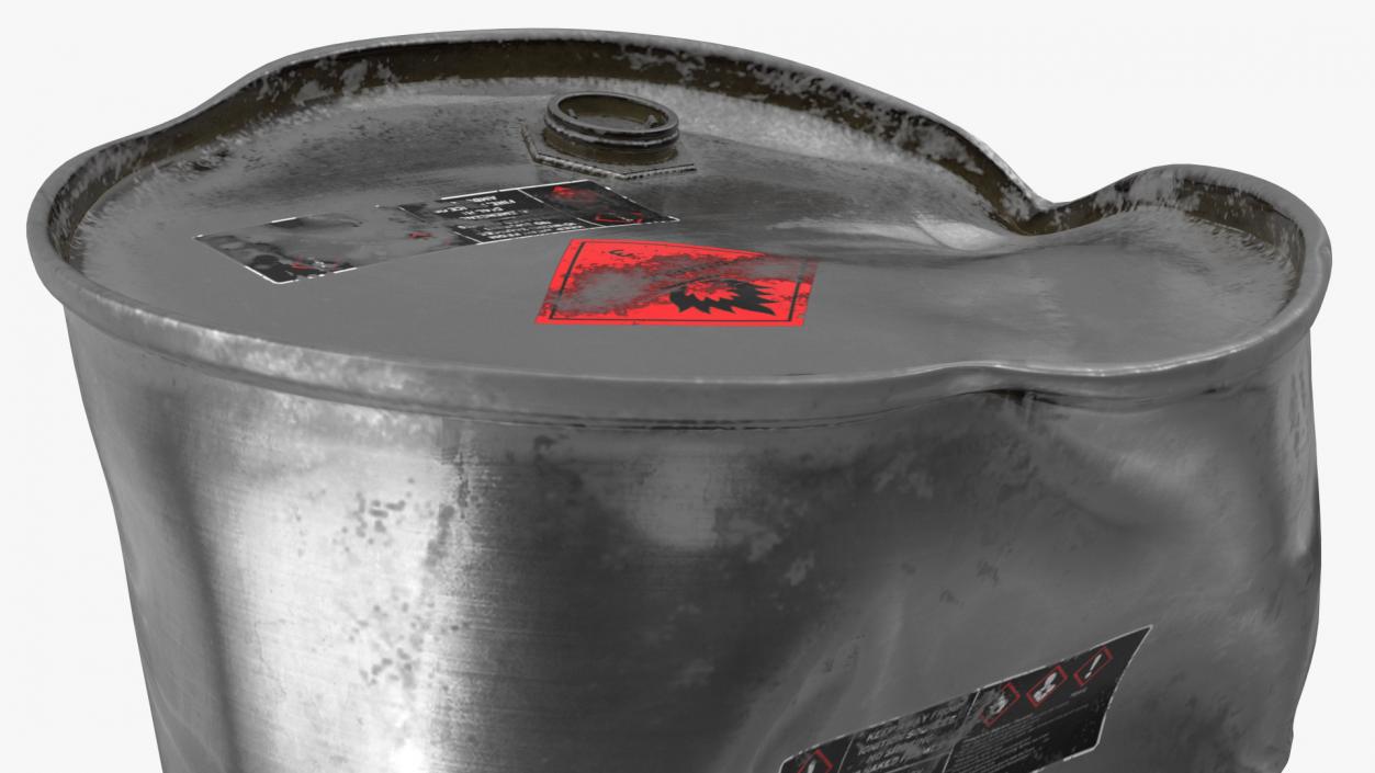 3D Damaged Ethanol Metal Barrel model