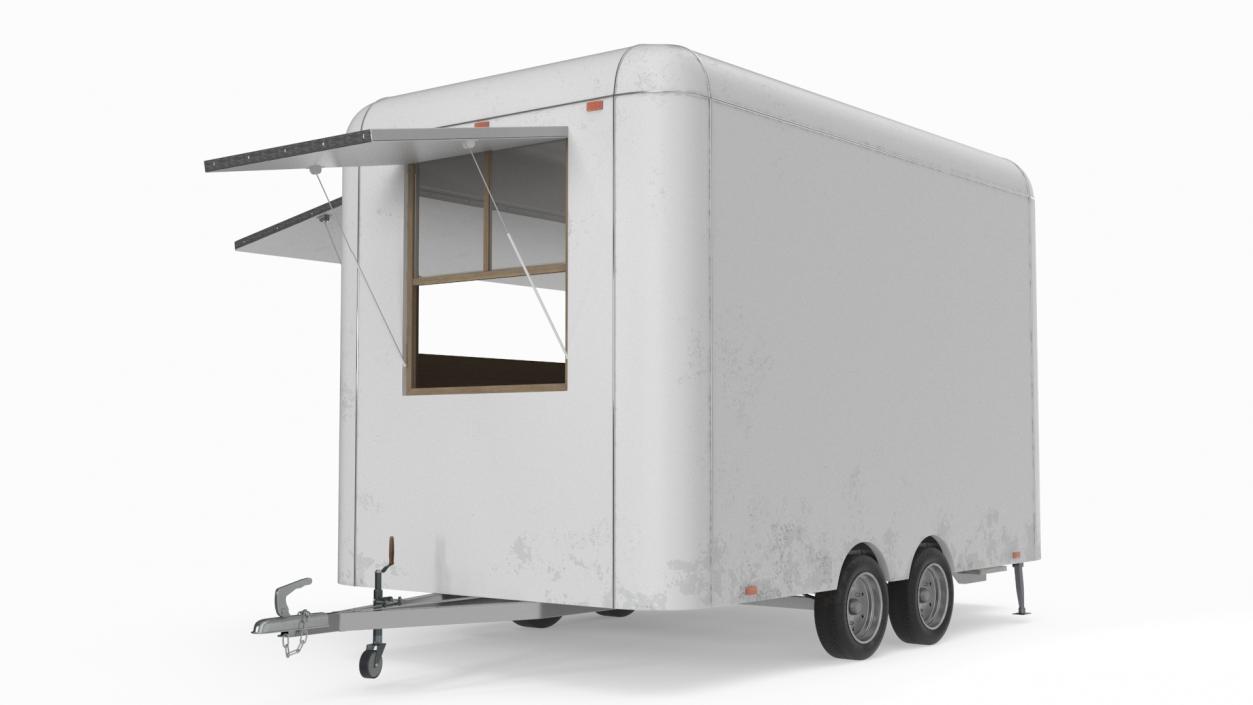 3D Mobile Food Trailer White Empty 2 model