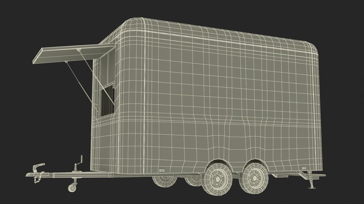 3D Mobile Food Trailer White Empty 2 model