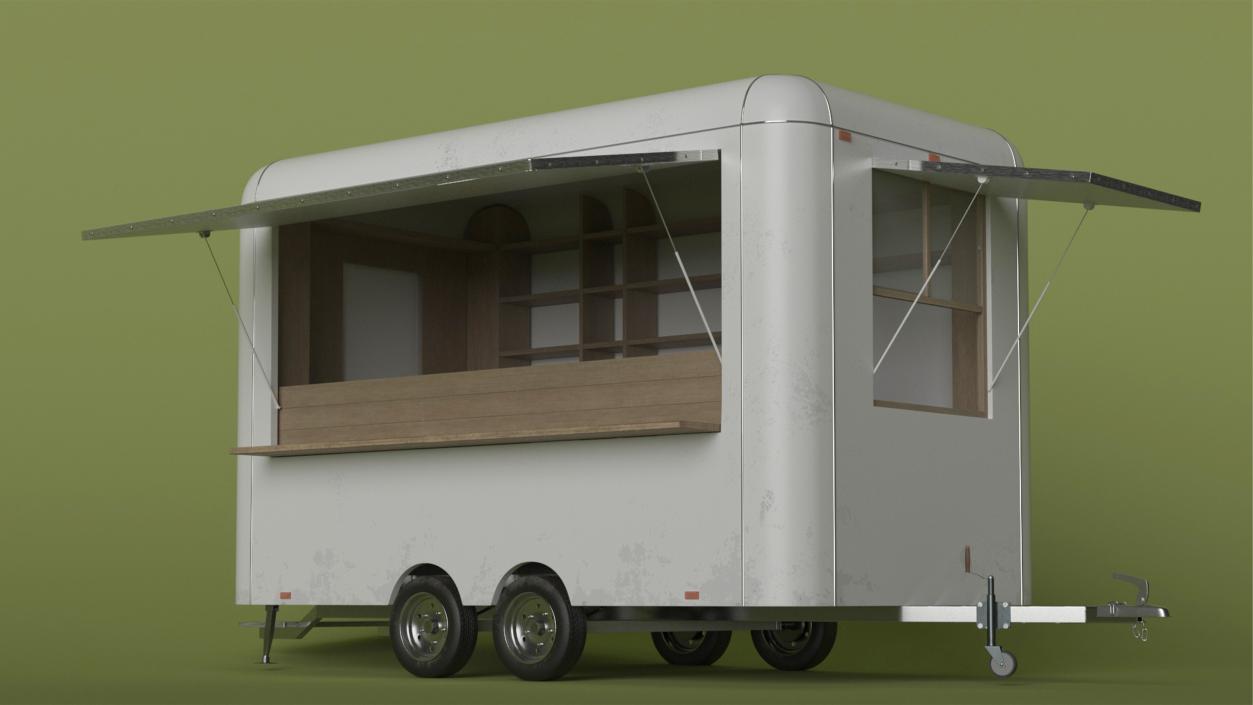 3D Mobile Food Trailer White Empty 2 model