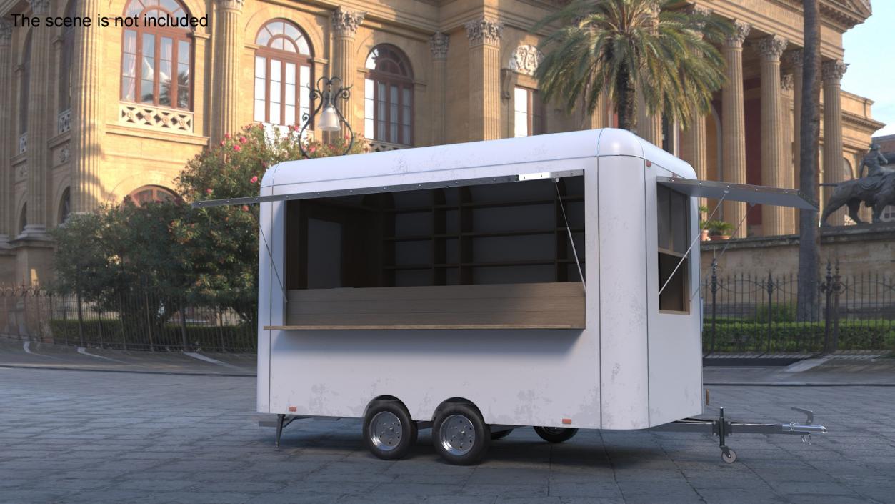 3D Mobile Food Trailer White Empty 2 model