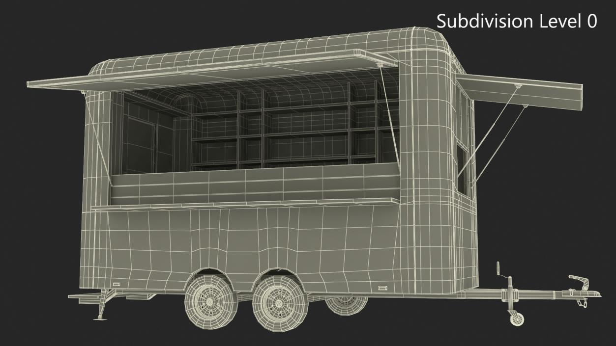 3D Mobile Food Trailer White Empty 2 model