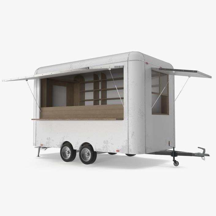 3D Mobile Food Trailer White Empty 2 model