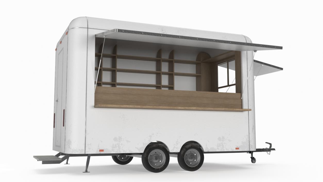 3D Mobile Food Trailer White Empty 2 model