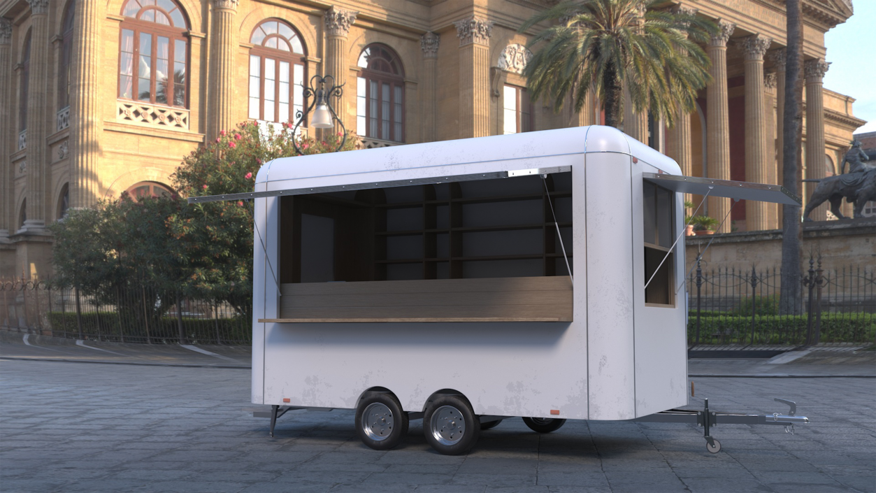 3D Mobile Food Trailer White Empty 2 model