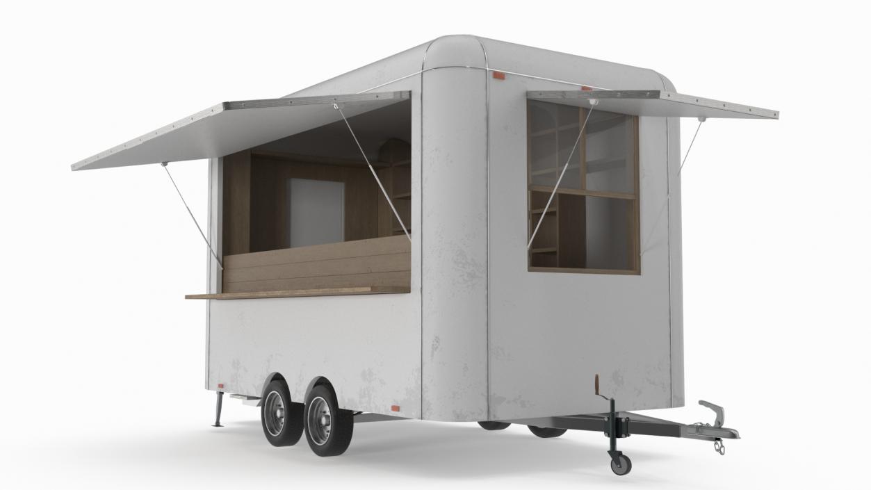 3D Mobile Food Trailer White Empty 2 model