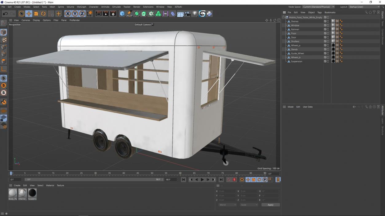 3D Mobile Food Trailer White Empty 2 model