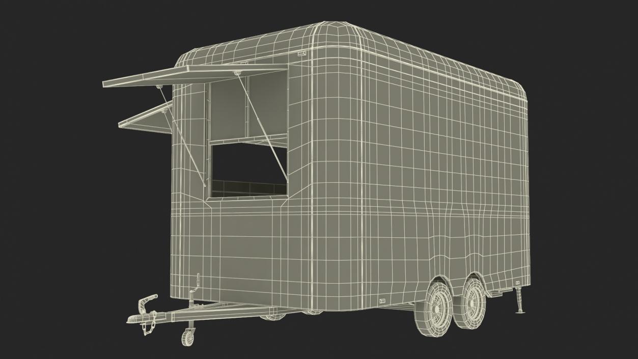 3D Mobile Food Trailer White Empty 2 model