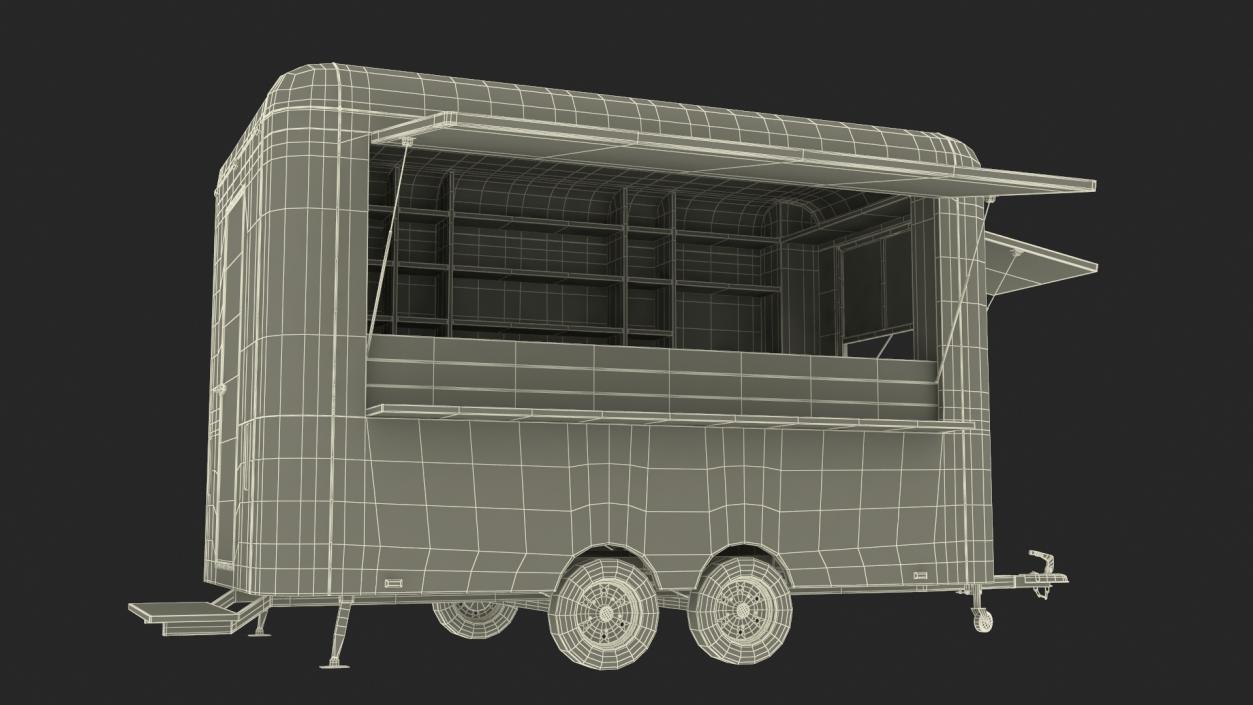 3D Mobile Food Trailer White Empty 2 model