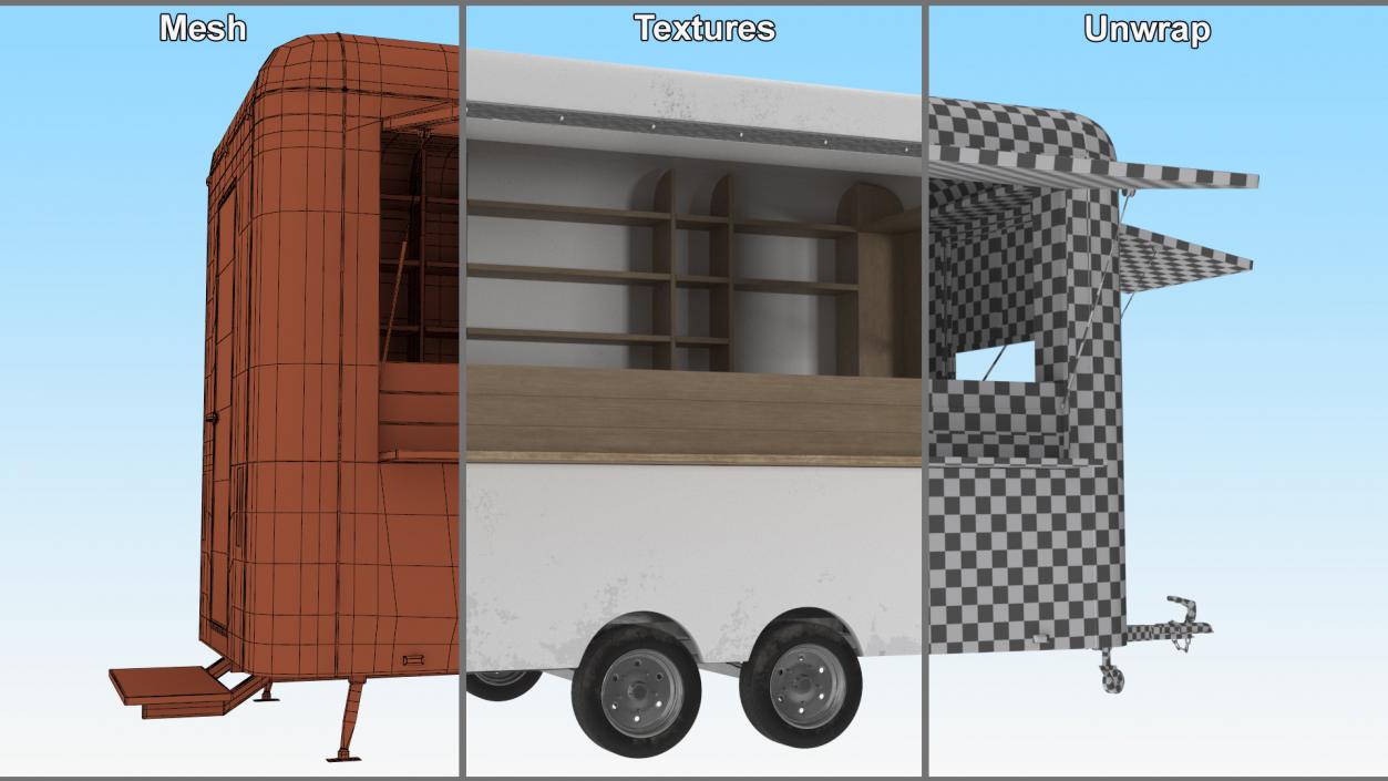 3D Mobile Food Trailer White Empty 2 model