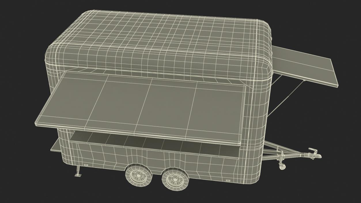 3D Mobile Food Trailer White Empty 2 model