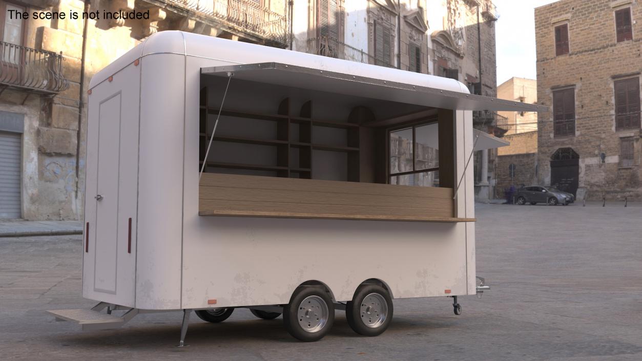 3D Mobile Food Trailer White Empty 2 model