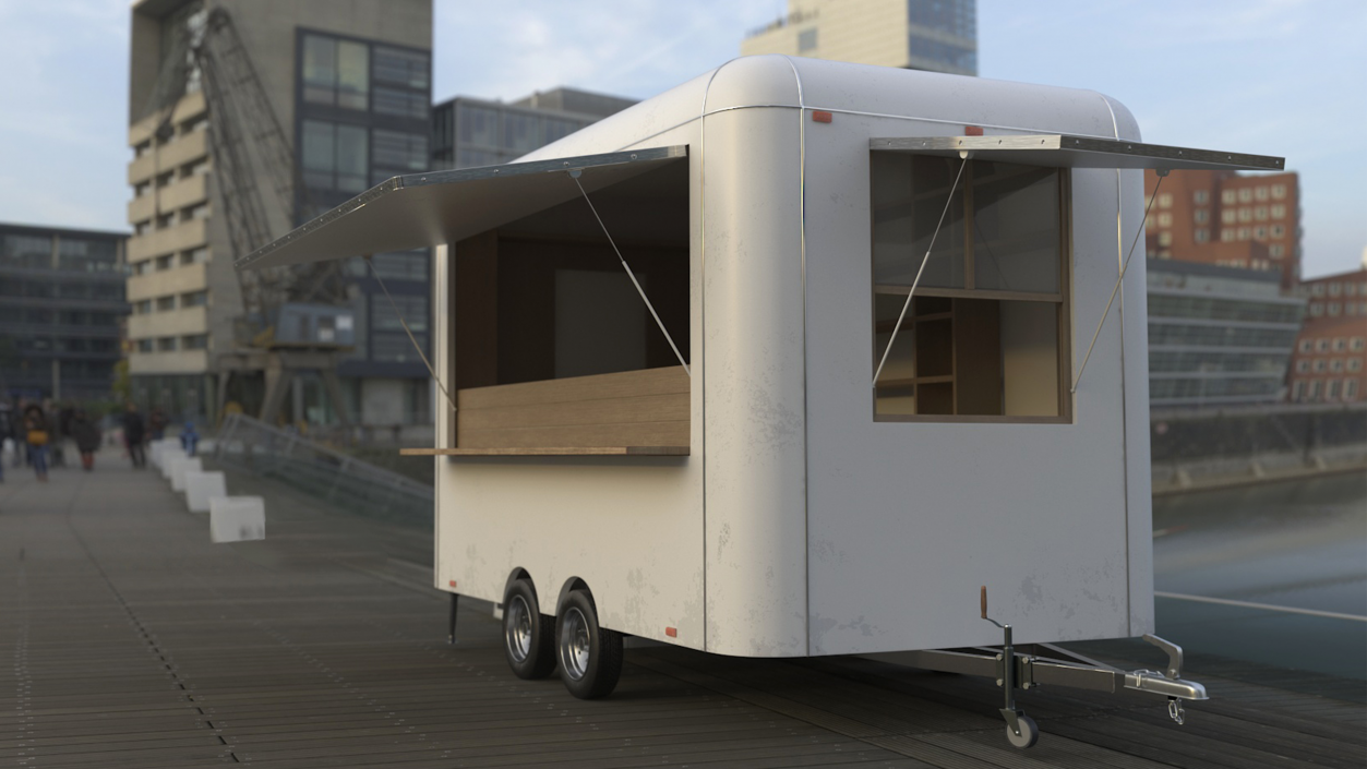 3D Mobile Food Trailer White Empty 2 model