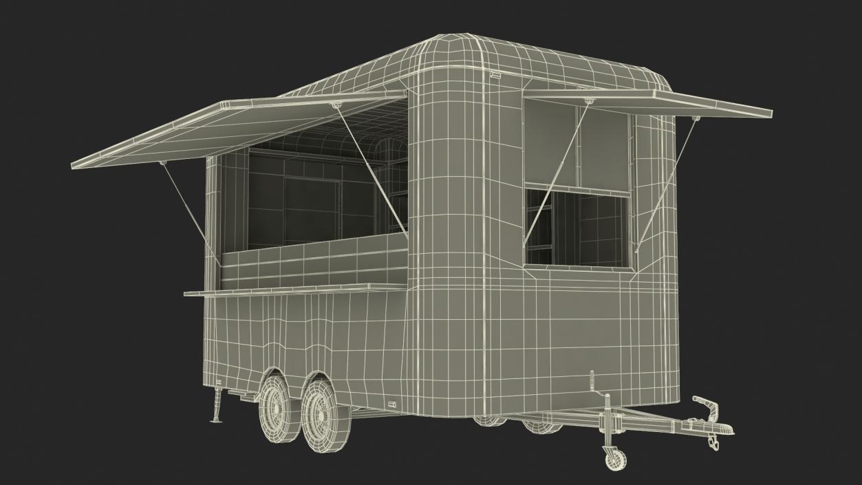 3D Mobile Food Trailer White Empty 2 model