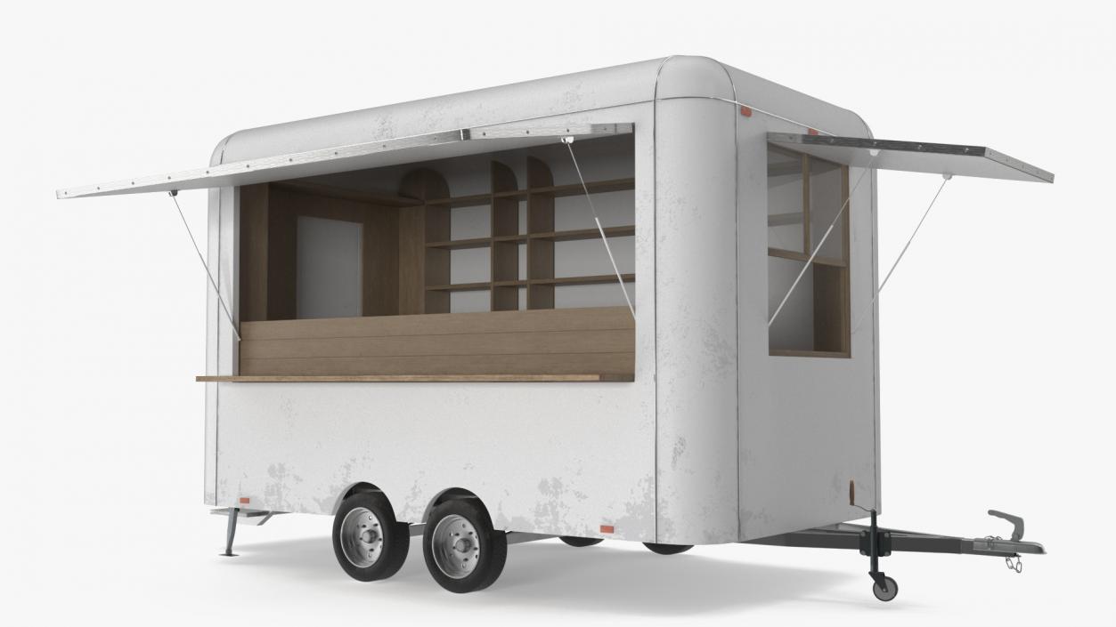 3D Mobile Food Trailer White Empty 2 model