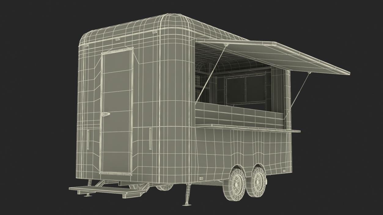 3D Mobile Food Trailer White Empty 2 model