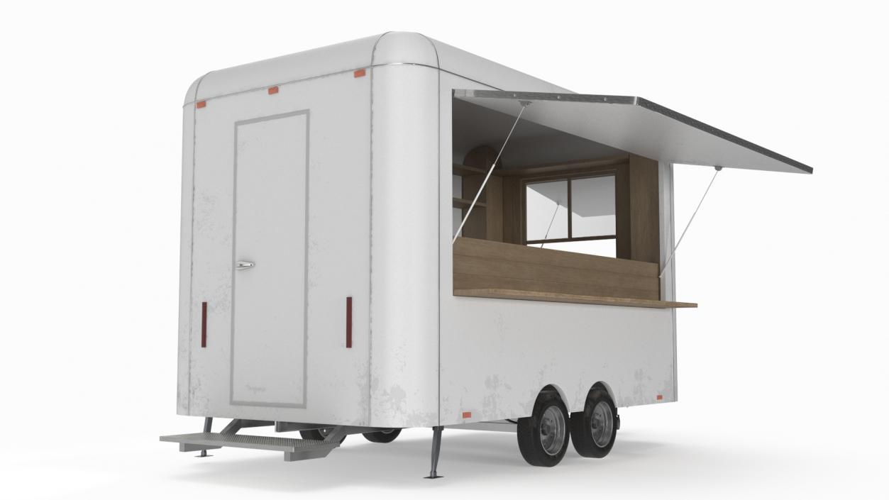 3D Mobile Food Trailer White Empty 2 model