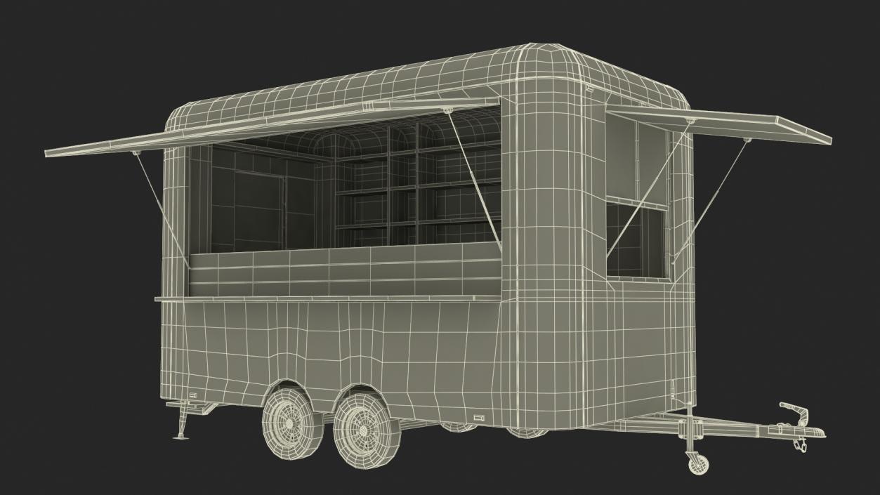 3D Mobile Food Trailer White Empty 2 model