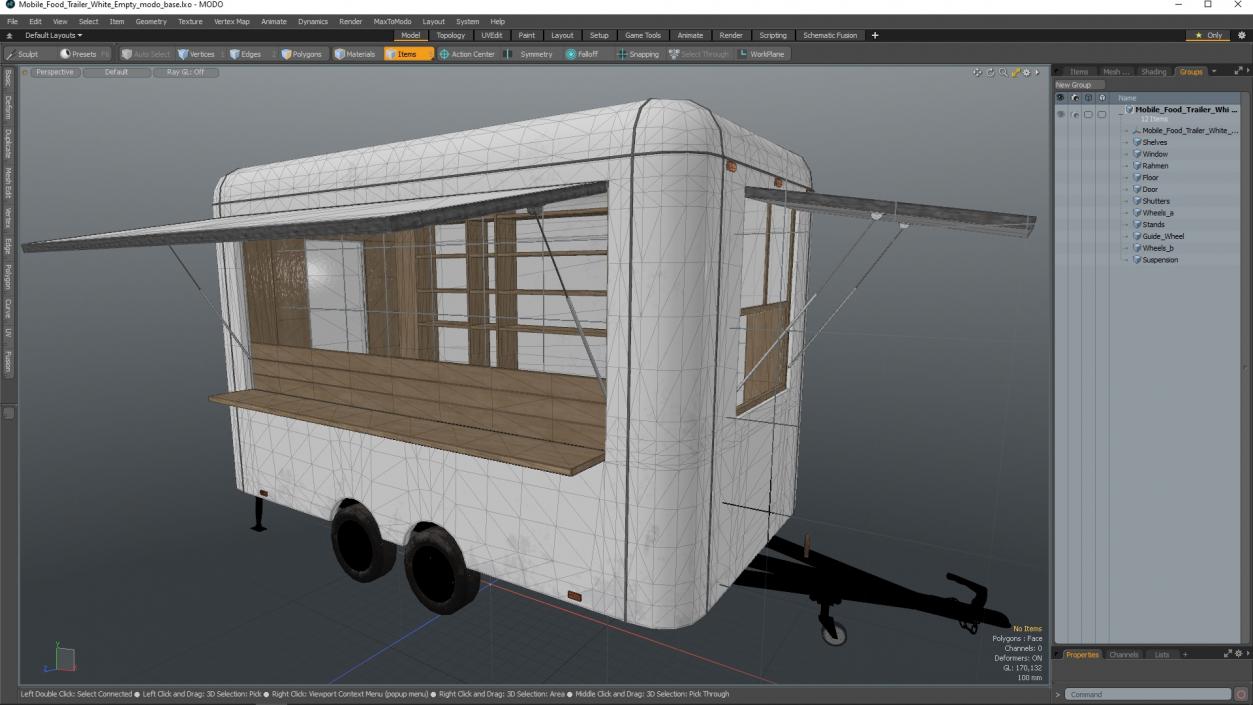 3D Mobile Food Trailer White Empty 2 model