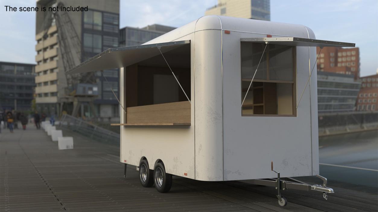 3D Mobile Food Trailer White Empty 2 model