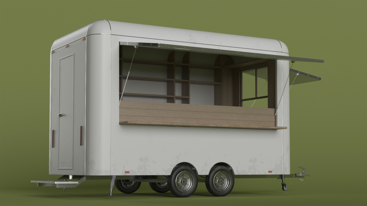 3D Mobile Food Trailer White Empty 2 model