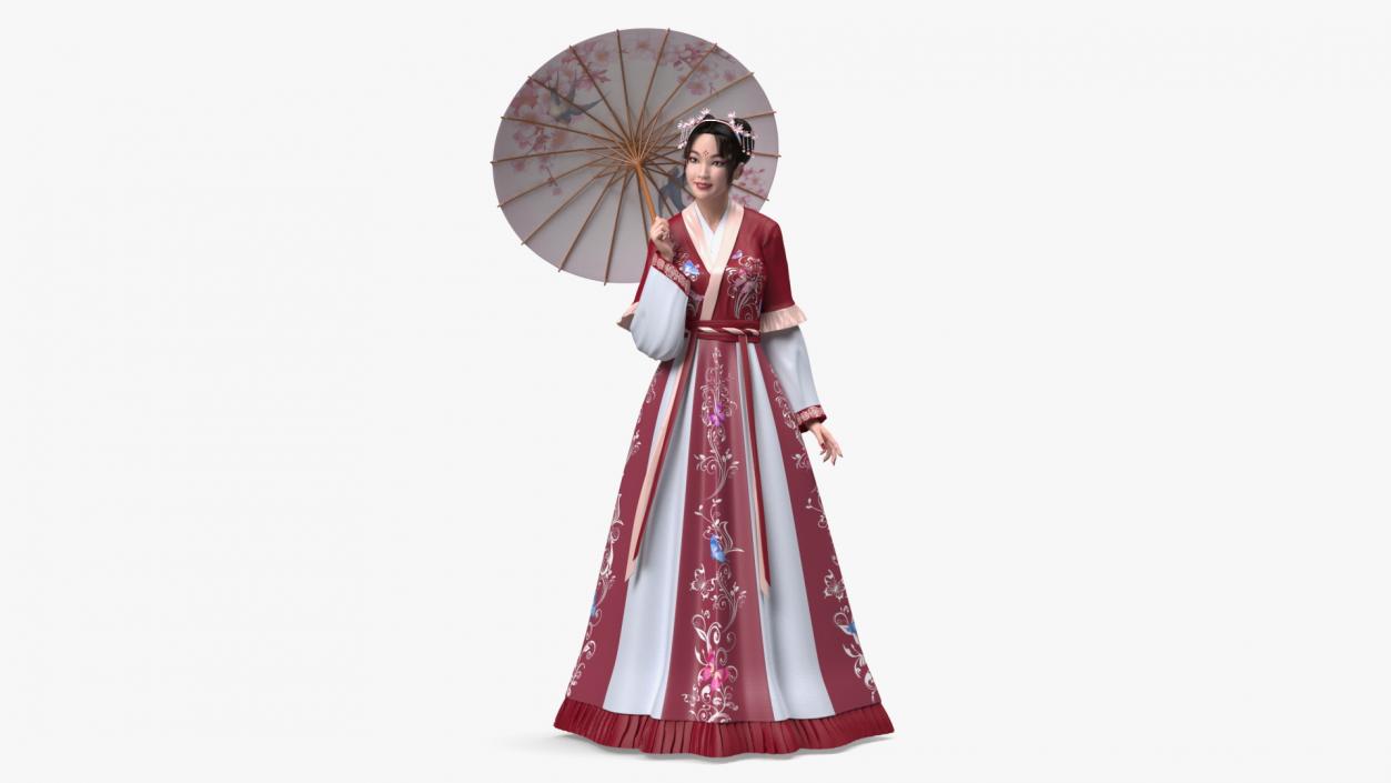 Chinese Traditional Style Woman Walking 3D model