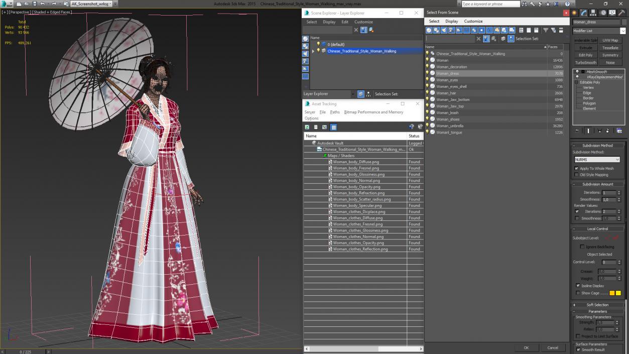 Chinese Traditional Style Woman Walking 3D model