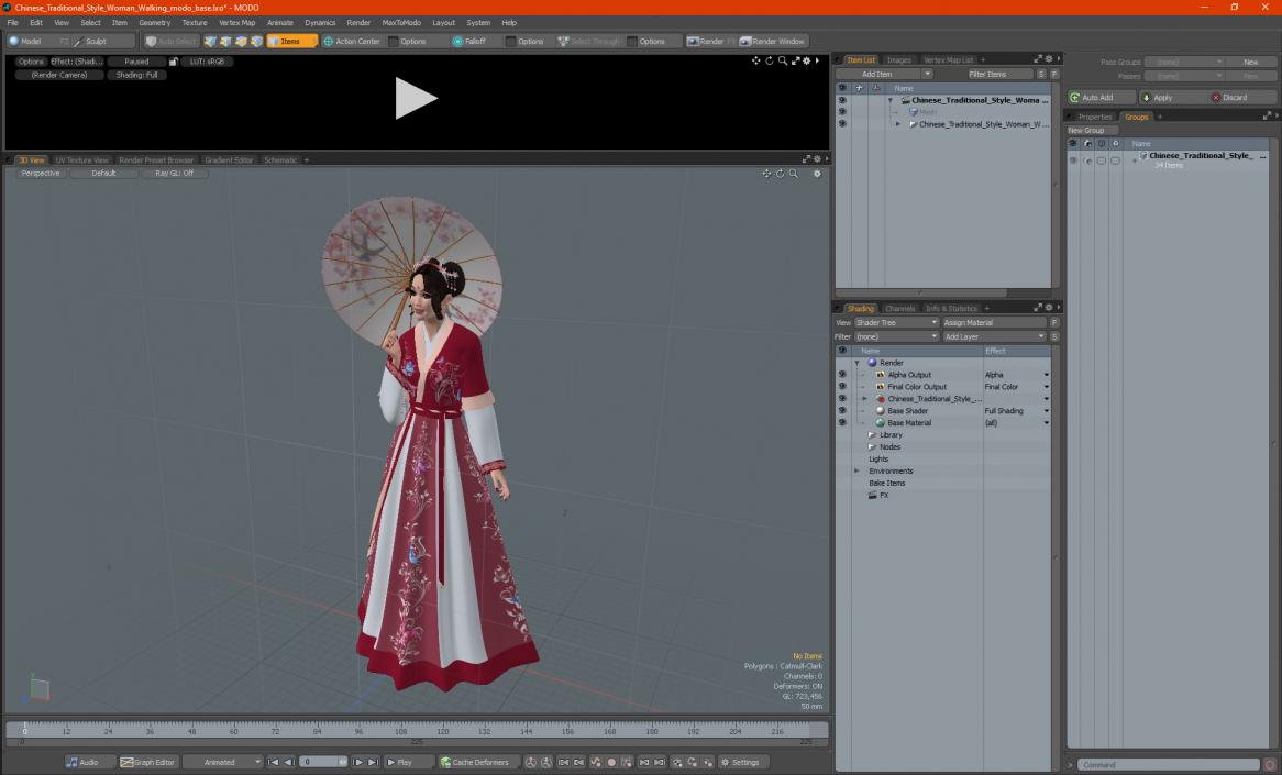 Chinese Traditional Style Woman Walking 3D model