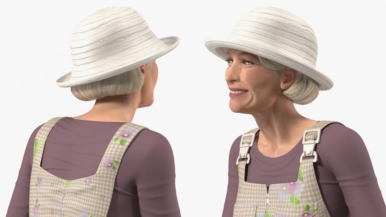 3D model Old Lady with Gardening Tools Collection