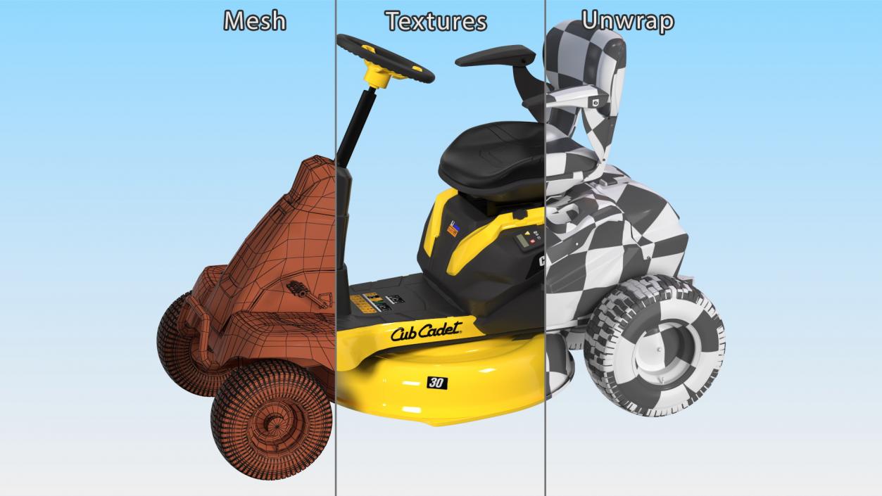 Electric Rider Lawn-Mower Cub Cadet Rigged 3D