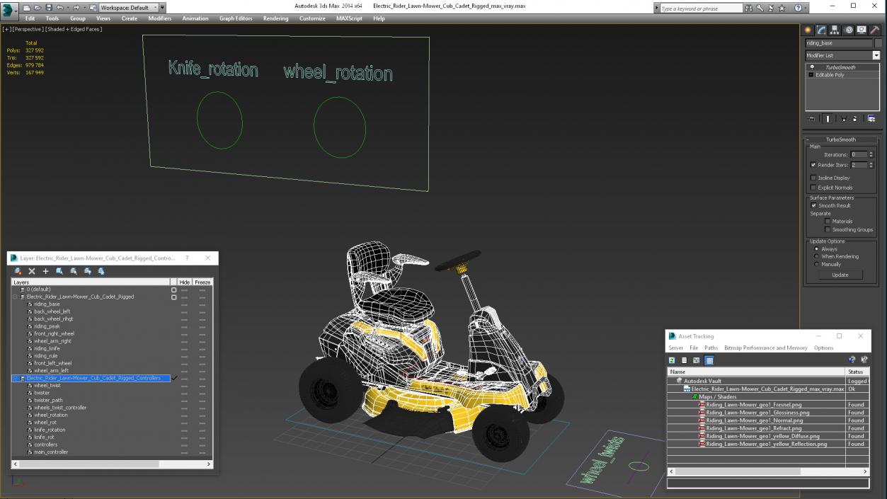 Electric Rider Lawn-Mower Cub Cadet Rigged 3D